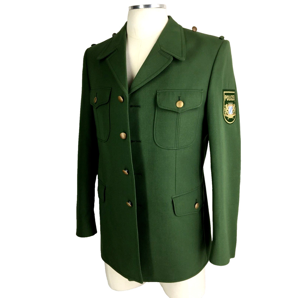 40R Germany Polizei Mens Vintage 4 Button Blazer Jacket Olivine Brass EUR 50R